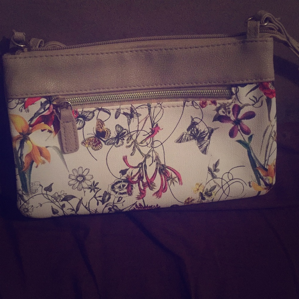 A floral butterfly purse